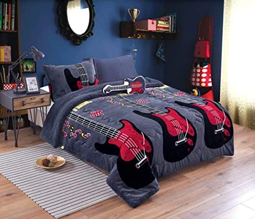  All American Collection New Super Soft And Warm 4 Piece Borrego/Sherpa Blanket With Pillow Sham And Cushion (Full, Dinosaur)