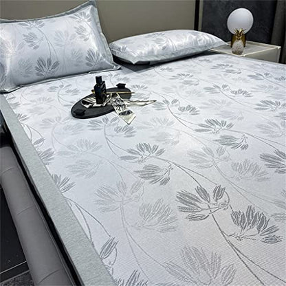  SXDS Summer Dark Pattern Jacquard Ice Silk Mat Three-Piece Washable Folding Air Conditioner Soft Mat