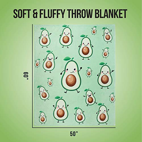  Avocado Throw Blanket, Adorable Super-Soft Extra-Large Fluffy Avocado Blanket For Adults, Kids, Boys And Girls, Fleece Cute Avocado Blanket (50 In X 60 In) Warm And Cozy Throw For Bed, Crib Or Couch