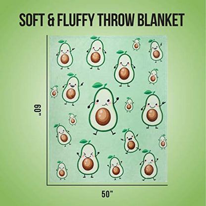  Avocado Throw Blanket, Adorable Super-Soft Extra-Large Fluffy Avocado Blanket For Adults, Kids, Boys And Girls, Fleece Cute Avocado Blanket (50 In X 60 In) Warm And Cozy Throw For Bed, Crib Or Couch