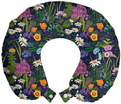  Ambesonne Soccer Travel Pillow Neck Rest, Monochrome Design Pattern Of Classical Football Balls Boys Cartoon Pattern, Memory Foam Traveling Accessory For Airplane And Car, 12", White Black
