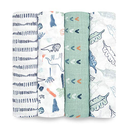  Aden + Anais Essentials Swaddle Blanket, Muslin Blankets For Girls & Boys, Baby Receiving Swaddles, Newborn Gifts, Infant Shower Items, Toddler Gift, Wearable Swaddling Set, 4 Pack, Damsel