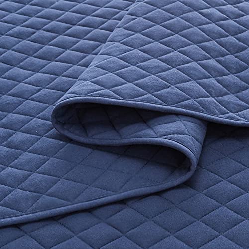 Amazon Basics Cotton Jersey Quilt And Sham Bed Set, Down-Alternative Quilt - Twin/Twin XL, Navy Blue