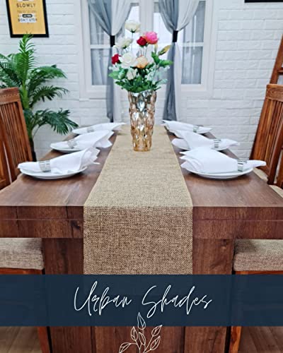  Arfair Dessin 13x48 Inch 4Ft Burlap Jute Textured Polyester High Density 650 GSM Fabric Table Runner Dresser Dining Wedding Party Fall Decorations : Natural