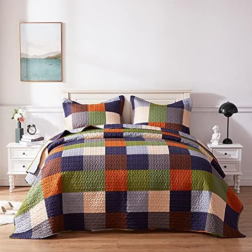  Quilt Set Twin Size, Lightweight Microfiber Soft Coverlet Reversible Quilted Pattern Summer Quilt Bedspreads Comforter Set For All Season, 2 Piece Includes 1 Quilt + 1 Sham