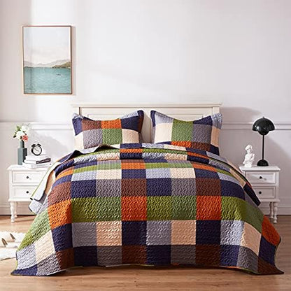  Quilt Set Twin Size, Lightweight Microfiber Soft Coverlet Reversible Quilted Pattern Summer Quilt Bedspreads Comforter Set For All Season, 2 Piece Includes 1 Quilt + 1 Sham