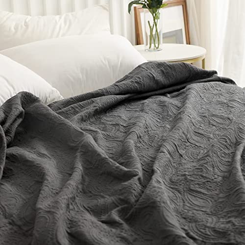  100% Cotton Bedspread Jacquard Super Soft Pattern Quilt Textured Coverlet Home Collection Reversible - Princeton Dark Grey, Twin