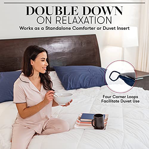  Hotel Collection Goose Down Alternative Reversible Comforter - All Season - Premium Quality Luxury Comforter - Full/Queen - Sage/Ivory