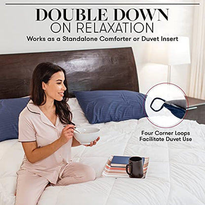  Hotel Collection Goose Down Alternative Reversible Comforter - All Season - Premium Quality Luxury Comforter - Full/Queen - Sage/Ivory