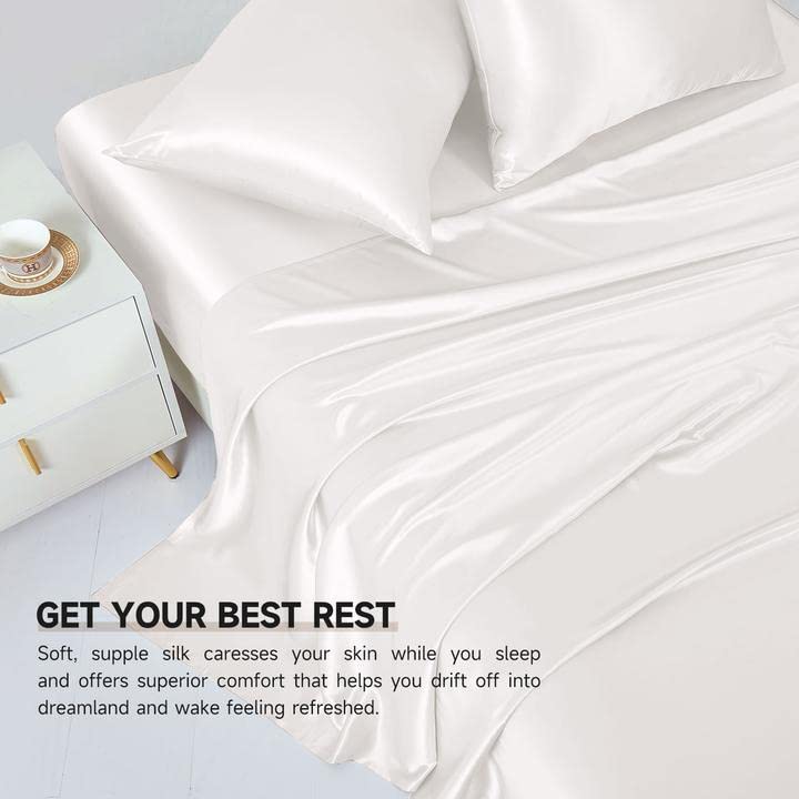  100% Silk Pillowcase For Hair And Skin, Both Sides Grade 6A+ Mulberry Silk Pillow Case With Hidden Zipper, Soft & Smooth White Pillowcases(1pc, Queen Size 20"x30")