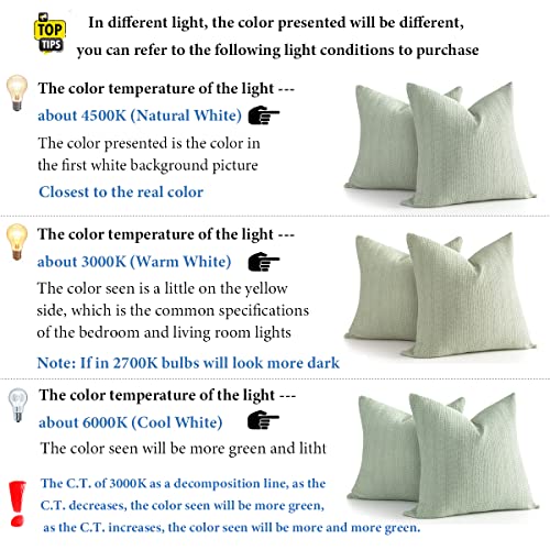  Cocoploceus 26x26 Pillow Covers Boho Euro Shams Set Of 2 Decorative Throw Pillow Covers Cotton Large Square Pillowcase For Couch Bed, Sage Green