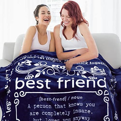  Unny Best Friend Birthday Gifts For Women, Best Friend Blanket, Unique Friendship Fun Gag Quotes For Bestie, BFF, Long Distance 60x50 Inches (Grey, Fleece)