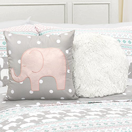 Lush Decor Pink-and-Turquoise Elephant Striped 4-Piece, Twin, Pink & Turquoise
