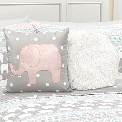  Lush Decor Pink-and-Turquoise Elephant Striped 4-Piece, Twin, Pink & Turquoise