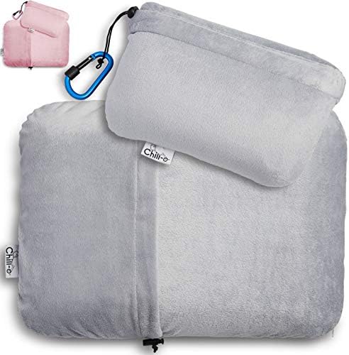  Travel Pillow With Solid Memory Foam Gel Insert For Travel Gift, Sleeping, Camping, Backpacking And Lumbar Support - Easy Packing Using Pillowcase Pocket & Hook (Pink, 11"x16")