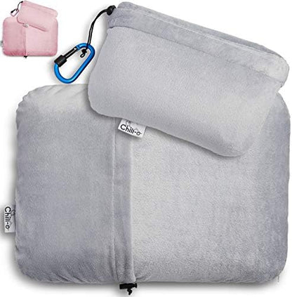  Travel Pillow With Solid Memory Foam Gel Insert For Travel Gift, Sleeping, Camping, Backpacking And Lumbar Support - Easy Packing Using Pillowcase Pocket & Hook (Pink, 11"x16")