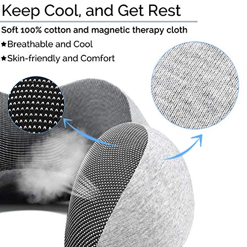  OYRGCIK Travel Pillow, 100% Pure Memory Foam Neck Pillow, Soft & Breathable Cotton Cover, Machine Washable Airplane Travel Kit U Shaped Pillow With 3D Contoured Eye Mask, Earplugs, & Travel Bag, Gray