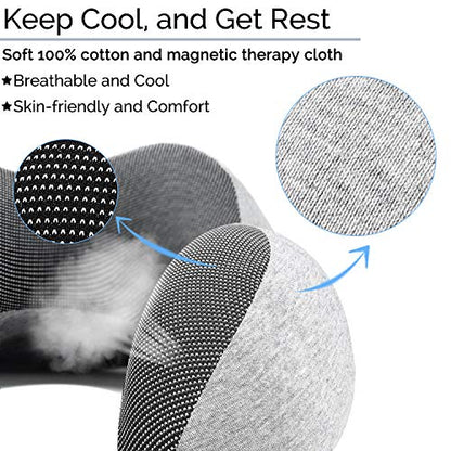  OYRGCIK Travel Pillow, 100% Pure Memory Foam Neck Pillow, Soft & Breathable Cotton Cover, Machine Washable Airplane Travel Kit U Shaped Pillow With 3D Contoured Eye Mask, Earplugs, & Travel Bag, Gray