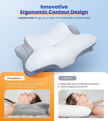  Ultra Pain Relief Cooling Pillow For Neck Support, Adjustable Cervical Pillow Cozy Sleeping, Odorless Ergonomic Contour Memory Foam Pillows, Orthopedic Bed Pillow For Side Back Stomach Sleeper