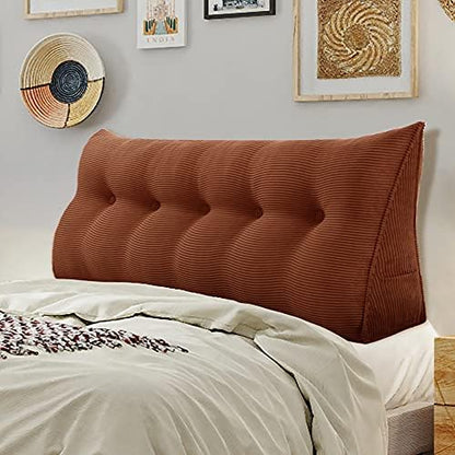  WOWMAX Ergonomics Headboard Pillow For California King Size Bed, Multifunctional Upholstered Headboard Pillows, Triangular Long Wedge Pillow For Wall No Need To Assembly Corduroy Grey (71 Inches)