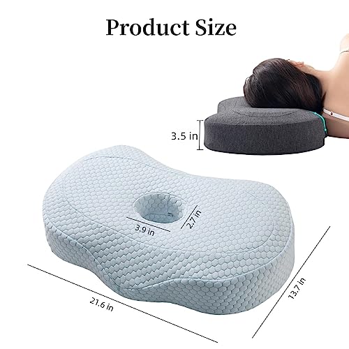  ZOYEPIN Ear Pillow|Memory Foam Piercing Pillow With An Ear Hole For CNH And Ear Pain Ear Inflammation Pressure Sores|Piercing Pillow For Side Sleepers|Ear Piercing Protection|Support Earplugs|Blue