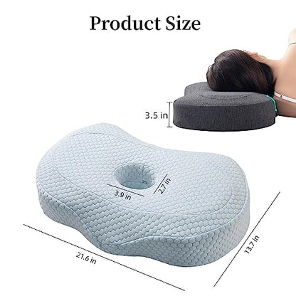  ZOYEPIN Ear Pillow|Memory Foam Piercing Pillow With An Ear Hole For CNH And Ear Pain Ear Inflammation Pressure Sores|Piercing Pillow For Side Sleepers|Ear Piercing Protection|Support Earplugs|Blue