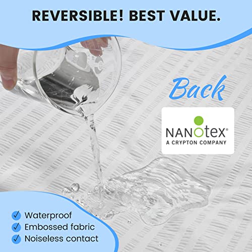  QUIETSEA Reversible Bamboo California King Mattress Pad Memory Foam, Egg Crate Mattress Topper Cal King, Noiseless Waterproof Mattress Cover With Deep Pocket Stretches Up To 21", 72" X 84"