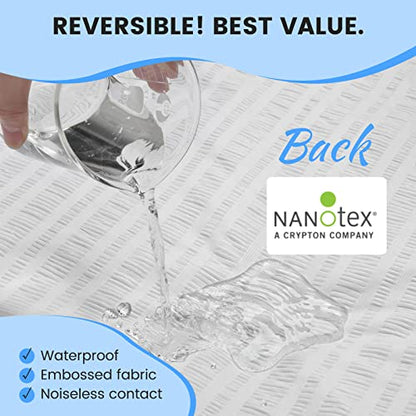  QUIETSEA Reversible Bamboo California King Mattress Pad Memory Foam, Egg Crate Mattress Topper Cal King, Noiseless Waterproof Mattress Cover With Deep Pocket Stretches Up To 21", 72" X 84"