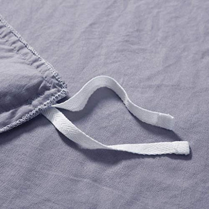  Chezmoi Collection Natalia 3-Piece Pom Poms Fringe Pinch Pleat Duvet Cover Set - Hypoallergenic Soft Washed Microfiber Comforter Cover With Button Closure And Corner Ties - Queen, Purple
