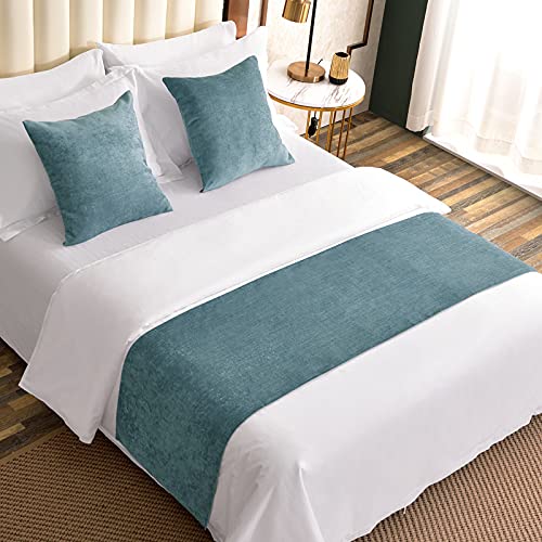  Hotel Chenille Solid Color Bed Runners Scarves Decoration For Bed Cover Bedspreads Coverlets Bed Flag Pet Bedding Scarf Pet Protector Covers, King 19.7x94.5 In
