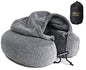  Luxury Memory Foam Neck Travel Pillow With Hoodie. Stylish Carry Bag. Premium Velvet. Washable Zippered Cover. Scientifically Proven U Shaped Neck Pillow. Business Traveler Gifts. (Gray)