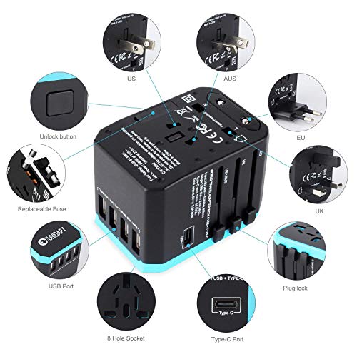  Proglobe Travel Accessories, Luxury Traveling Blanket Set With Universal Travel Charger Adapter For More Than 160 Countries. Great Kit For Airplane And All Travels