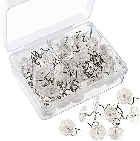 N/A 100 Pieces Clear Heads Twist Pins, Clear Heads Upholstery Pins, Upholstery Tacks Headliner Pins, Bed Skirt Pins For Holds Slipcovers And Bedskirts (100) (CN-001)