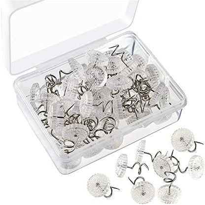 N/A 100 Pieces Clear Heads Twist Pins, Clear Heads Upholstery Pins, Upholstery Tacks Headliner Pins, Bed Skirt Pins For Holds Slipcovers And Bedskirts (100) (CN-001)