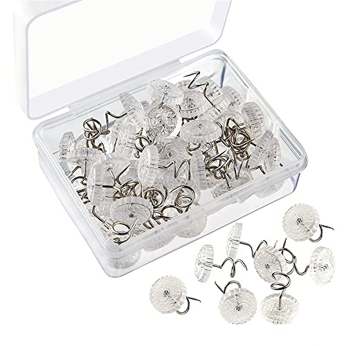 N/A 100 Pieces Clear Heads Twist Pins, Clear Heads Upholstery Pins, Upholstery Tacks Headliner Pins, Bed Skirt Pins For Holds Slipcovers And Bedskirts (100) (CN-001)