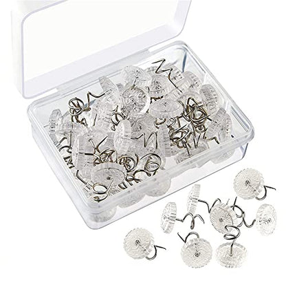N/A 100 Pieces Clear Heads Twist Pins, Clear Heads Upholstery Pins, Upholstery Tacks Headliner Pins, Bed Skirt Pins For Holds Slipcovers And Bedskirts (100) (CN-001)