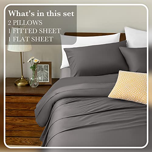  LIANLAM 1000 Thread Count Cotton King Size Sheets - 4 Piece, Luxury Egyptian 100% Cotton Bed Sheets Set, Smooth And Wrinkle, 16-Inch Deep Pocket(Dark Grey,King