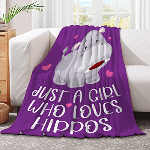  St A Girl Who Loves Hippos Soft Comfy Flannel Blanket Fluffy Queen Plush Throw Twin Cozy Outdoor Picnic Living Room Travel Couch Medium (60 In X 50 In)