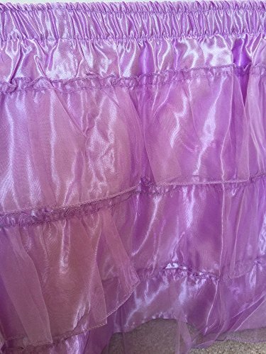  Royalty 3 Layer Organza & Satin Easy Fit Bed Dressing Waterfall Bed Skirt Dust Ruffle, Bed Skirt (Twin-Full, Lavender)