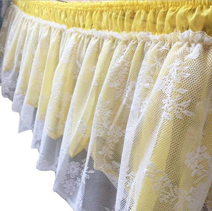  Wrap-Around Lace Bed Skirt Ruffled Bedskirt Dust Cover Ruffle Bed Sheet Case