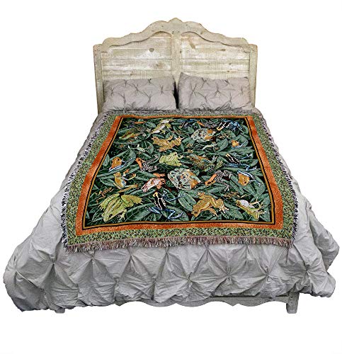  Leap Frog Blanket By Elena Vladykina - Garden Floral Gift Tapestry Throw Woven From Cotton - Made In The USA (72x54)