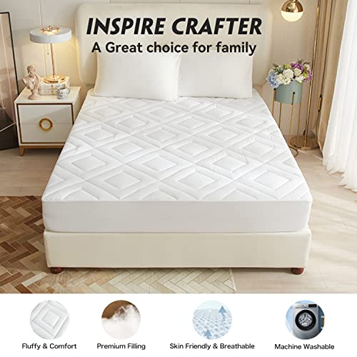  Win Mattress Pad Waterproof, 21" Deep Pocket Cooling Mattress Covers Fitted (39x75 Inches, White)