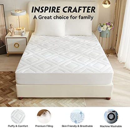  Win Mattress Pad Waterproof, 21" Deep Pocket Cooling Mattress Covers Fitted (39x75 Inches, White)