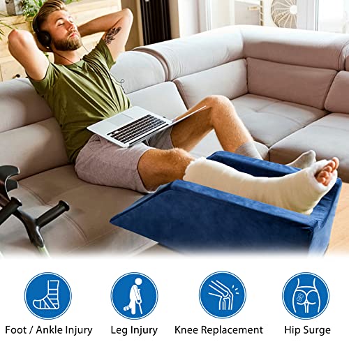  Airensky 3-Height Adjustable Leg Elevation Pillow For After Surgery, Memory Foam Wedge Pillow With Handles For Blood Circulation, Leg Swelling Relief And Knee Surgery Recovery, Washable Velvet Cover