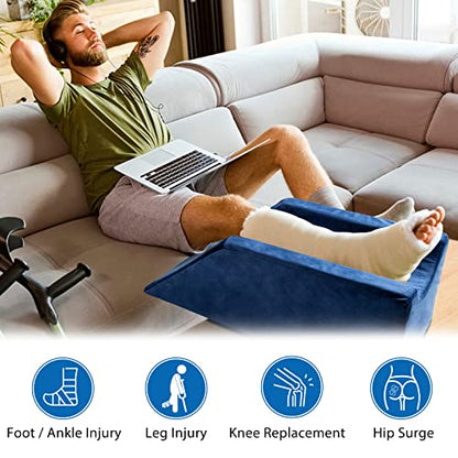  Airensky 3-Height Adjustable Leg Elevation Pillow For After Surgery, Memory Foam Wedge Pillow With Handles For Blood Circulation, Leg Swelling Relief And Knee Surgery Recovery, Washable Velvet Cover