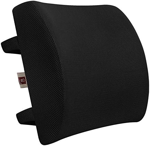  LOVEHOME Lumbar Support Pillow For Chair And Car, Back Support For Office Chair Memory Foam Cushion With Mesh Cover For Back Pain Relief - Black