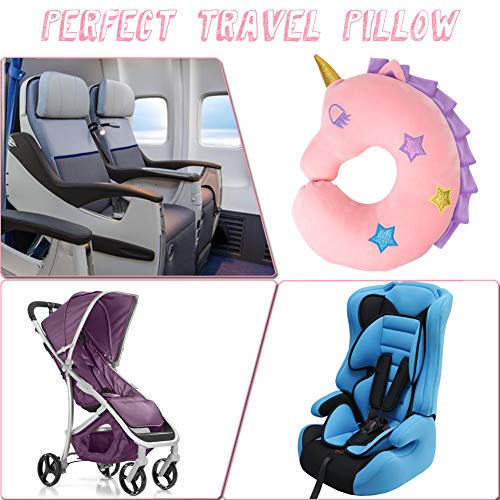  Kids Travel Pillow,Unicorn Kids Neck Pillow For Traveling With Sleep Mask,Cute Toddler Car Flight Pillow,Kids Travel Essentials Airplane Road Trip Must Have,Cartoon Gift For Adult,Toddler,Child,Girl