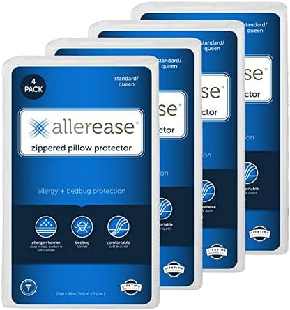  Allergy Pillow Protector, Standard/Queen - 4 Pack