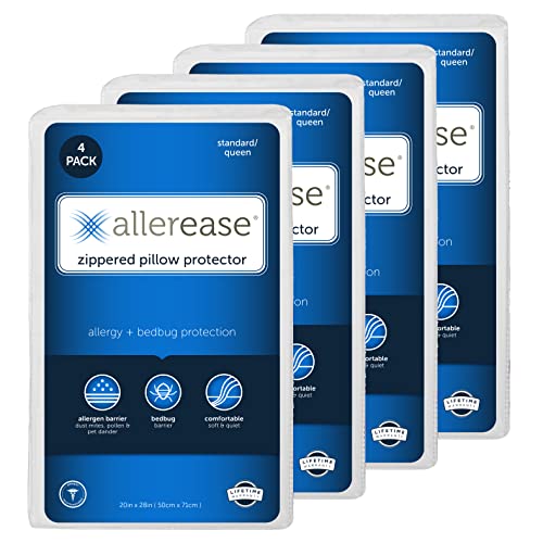  Allergy Pillow Protector, Standard/Queen - 4 Pack