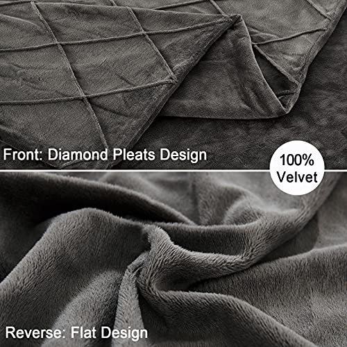  Pleated Velvet Duvet Cover Set King, 3PCS Flannel Comforter Cover Set For All Season, Ultra Soft Cozy Luxurious Velour Duvet Cover With Pillow Shams Bedding Collection, 106" X 92", Charcoal Grey